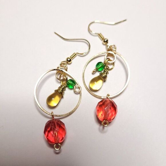 Artisan Earrings 043p# Calypso Hoops colorful dangle handmade artisan earrings H - Picture 3 of 5